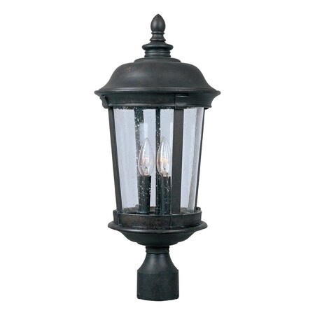 Maxim Three Light Bronze Seedy Glass Post Light 3022CDBZ